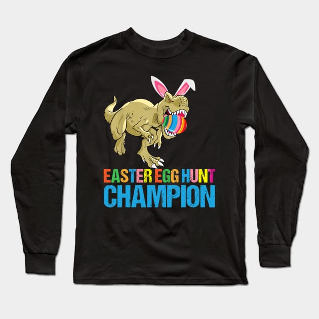 T Rex Dinosaur Easter Egg Rabbit Bunny T Shirt for Boys Long Sleeve T-Shirt by craiglimu